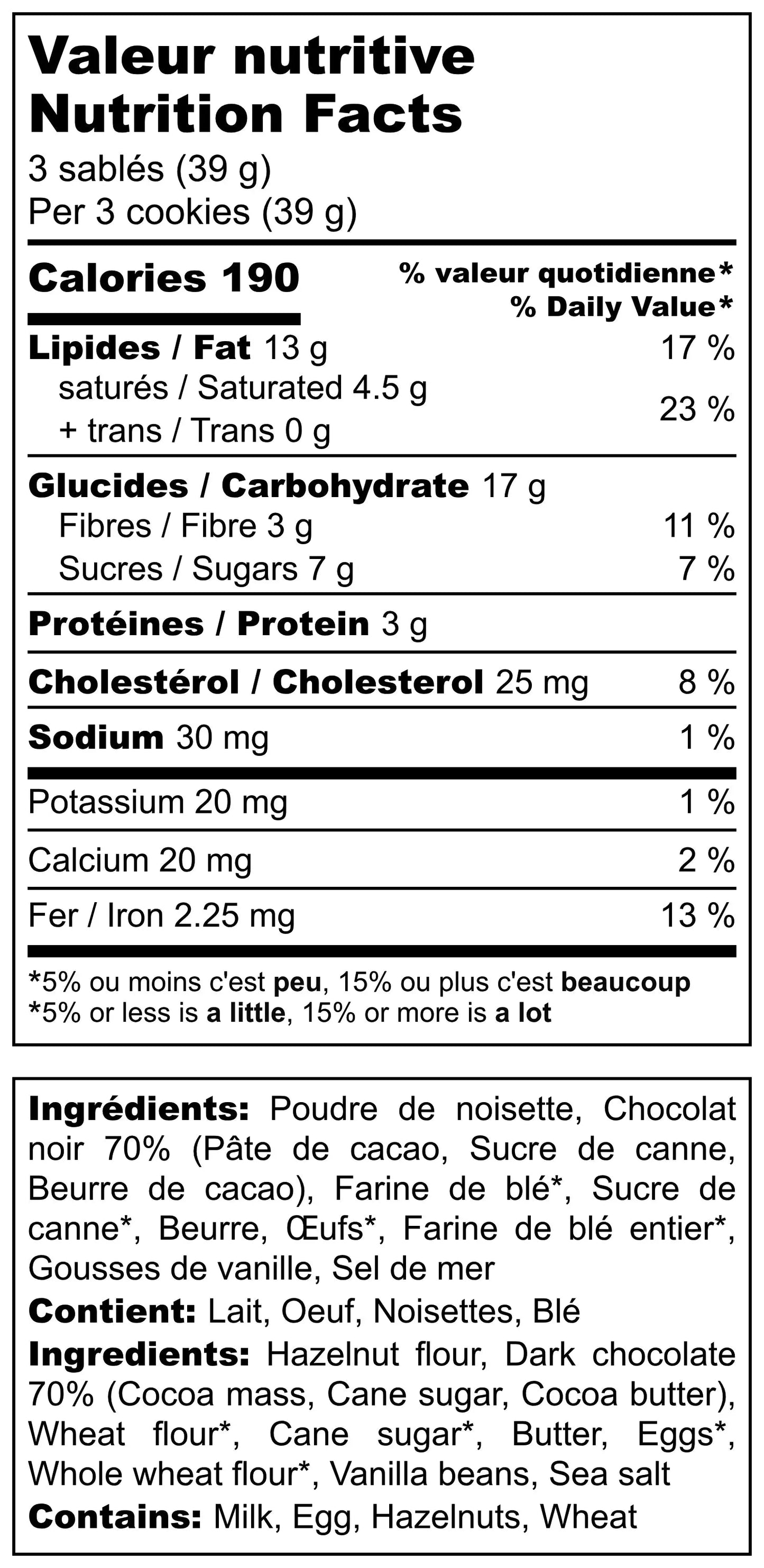 biscuit sablé noisette cacao chocolat peu sucré IG bas TVN santé