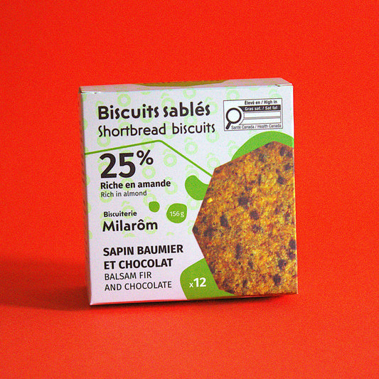 Amande, sapin baumier et chocolat - boîte 12 biscuits