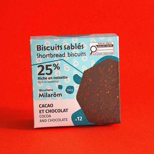 Noisette, cacao et chocolat - boîte 12 biscuits
