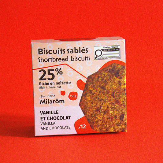 Noisette, vanille et chocolat - boîte 12 biscuits