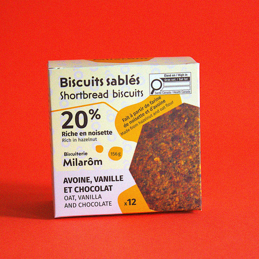 Noisette, avoine et chocolat - boîte 12 biscuits