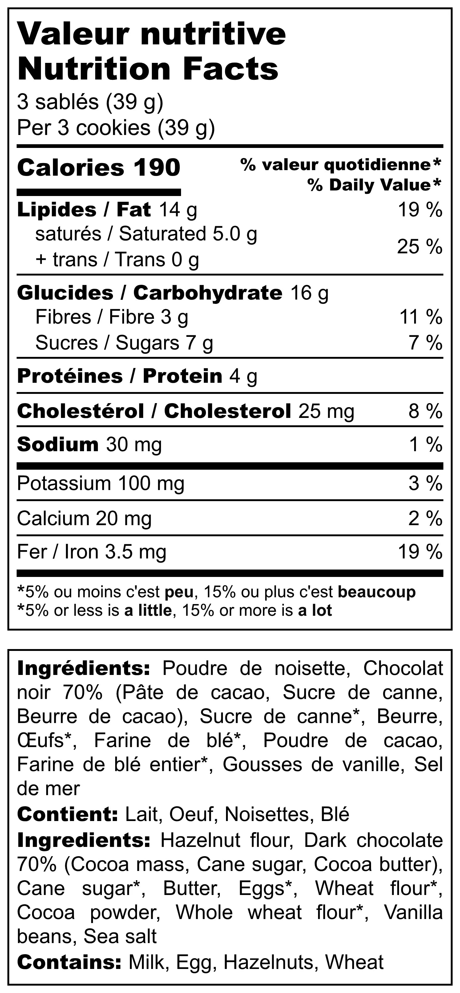 biscuit sablé noisette cacao chocolat peu sucré IG bas TVN santé