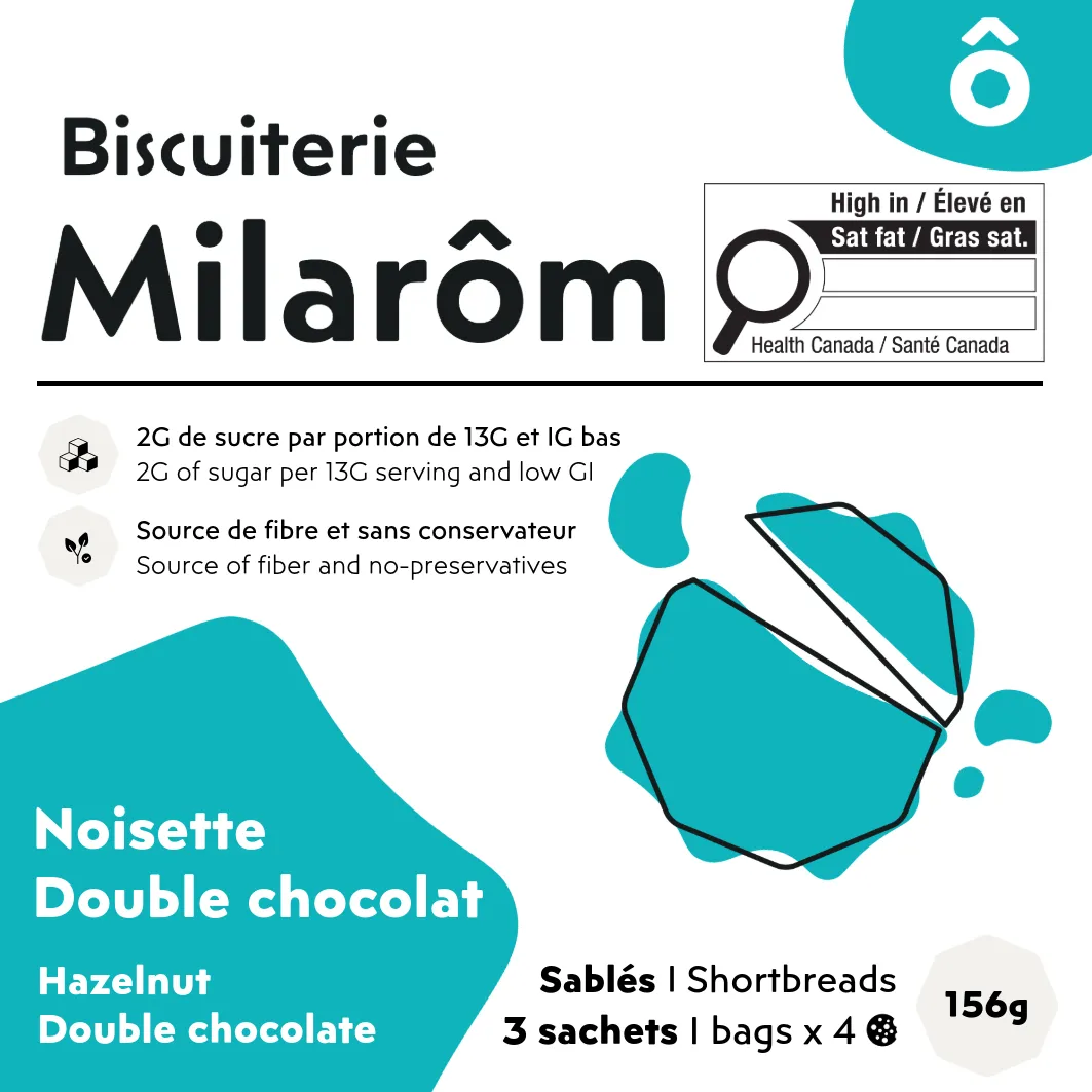 biscuit sablé noisette cacao chocolat peu sucré IG bas étiquette