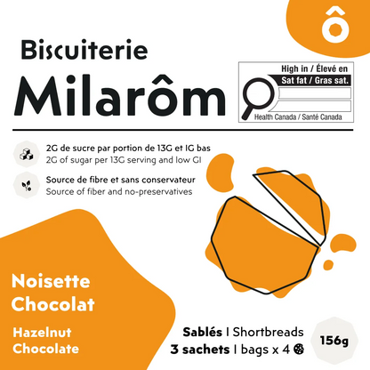 biscuit sablé noisette vanille chocolat peu sucré IG bas étiquette